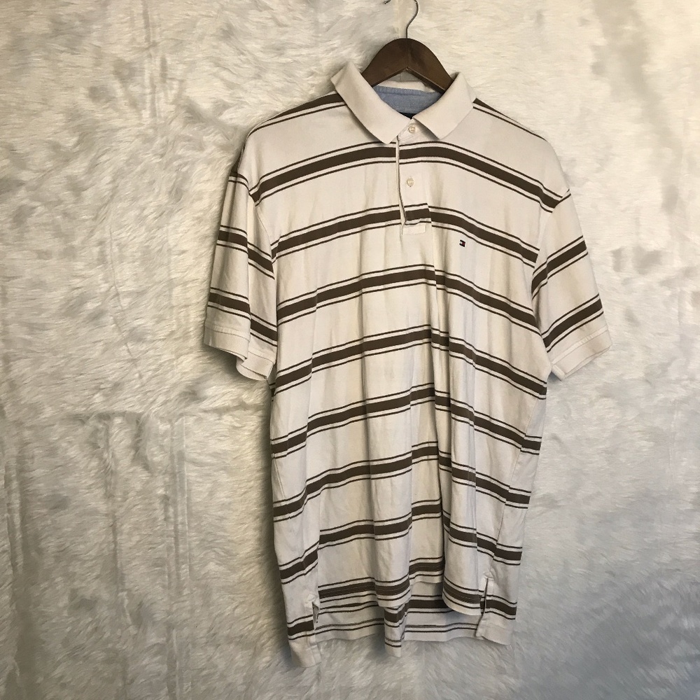 Tommy Hilfiger Mens XL 100% Cotton Brown And Cream